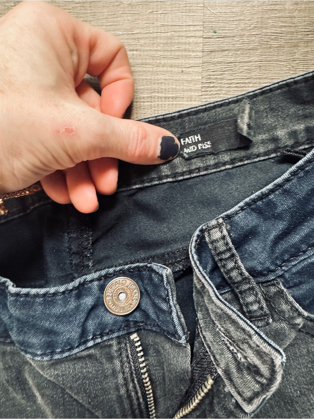 High-Rise Blue/Black Skinny Jeans with Stretch - Picture 2 of 4